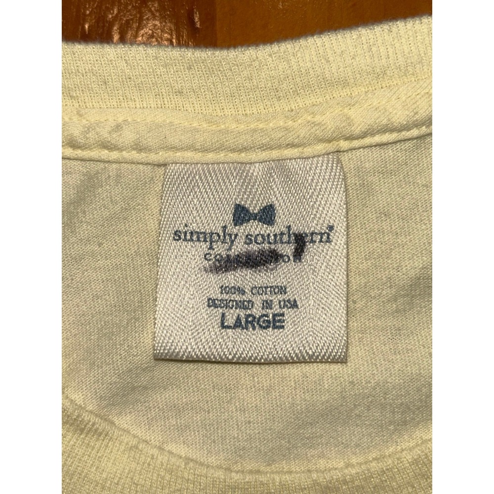 Simply Southern Preppy Just Peachy Graphic T-Shirt Yellow Cotton Coastal Beachy - Picture 3 of 11